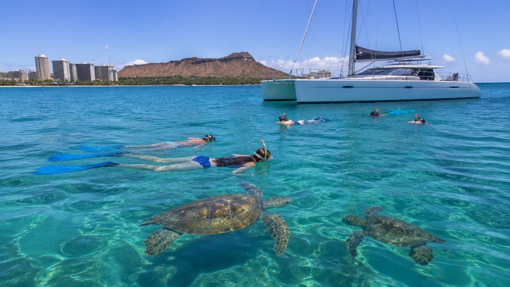 waikiki catamaran turtle snorkel