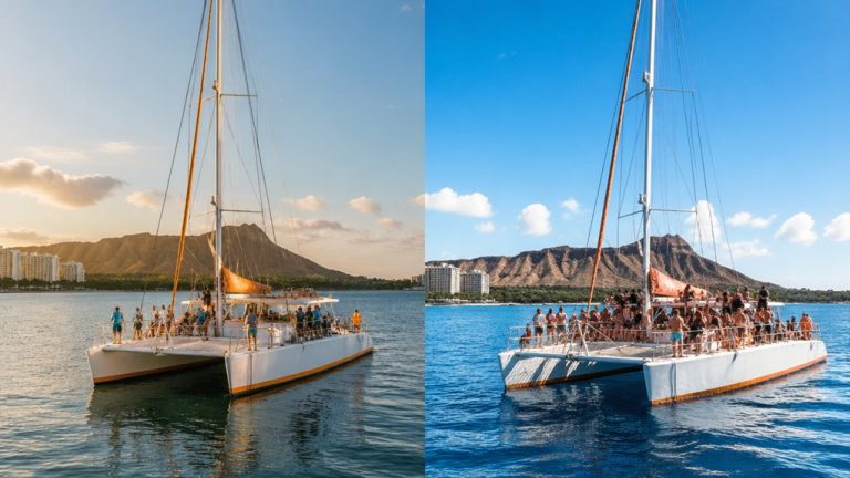waikiki morning vs afternoon catamaran